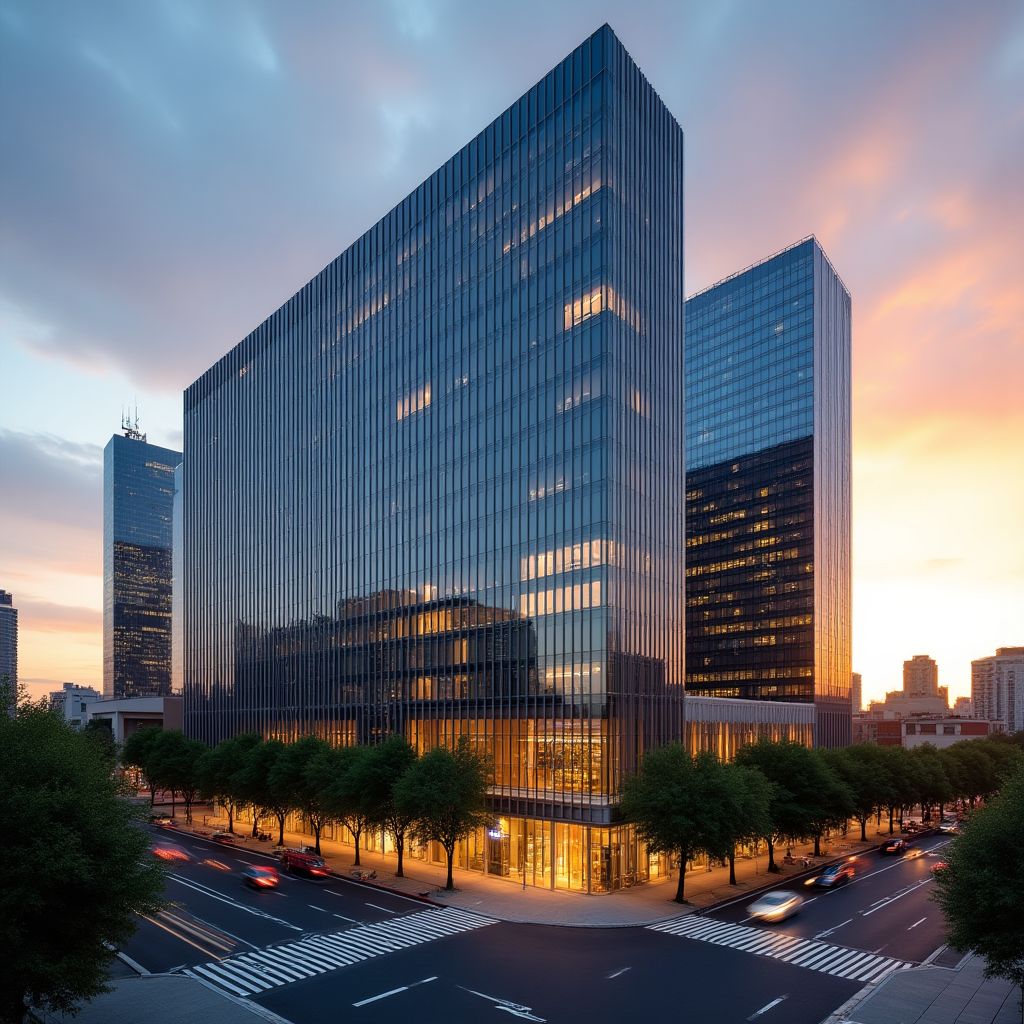 Edificio de oficinas moderno de ConFin Chile en Santiago