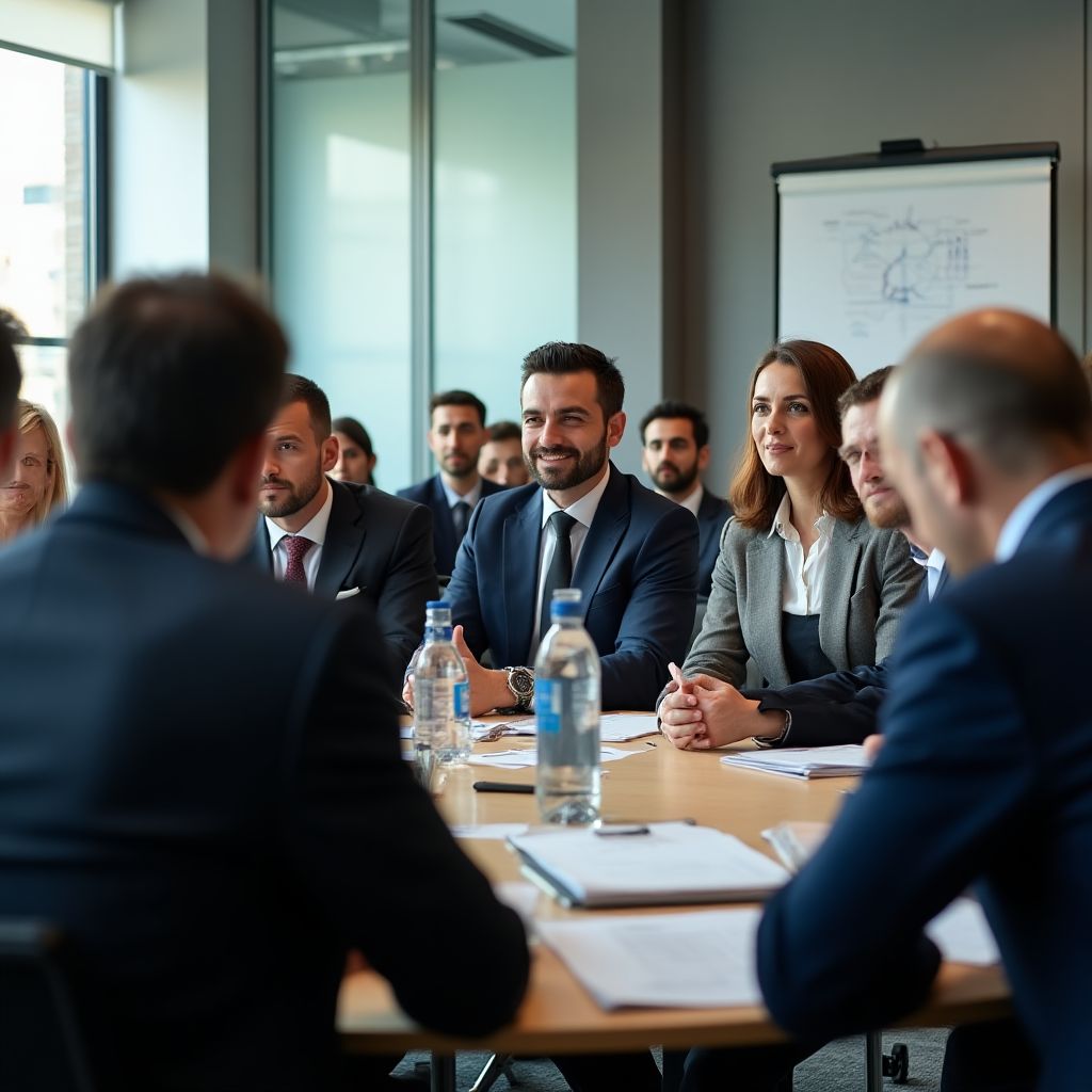 Reunión con clientes corporativos